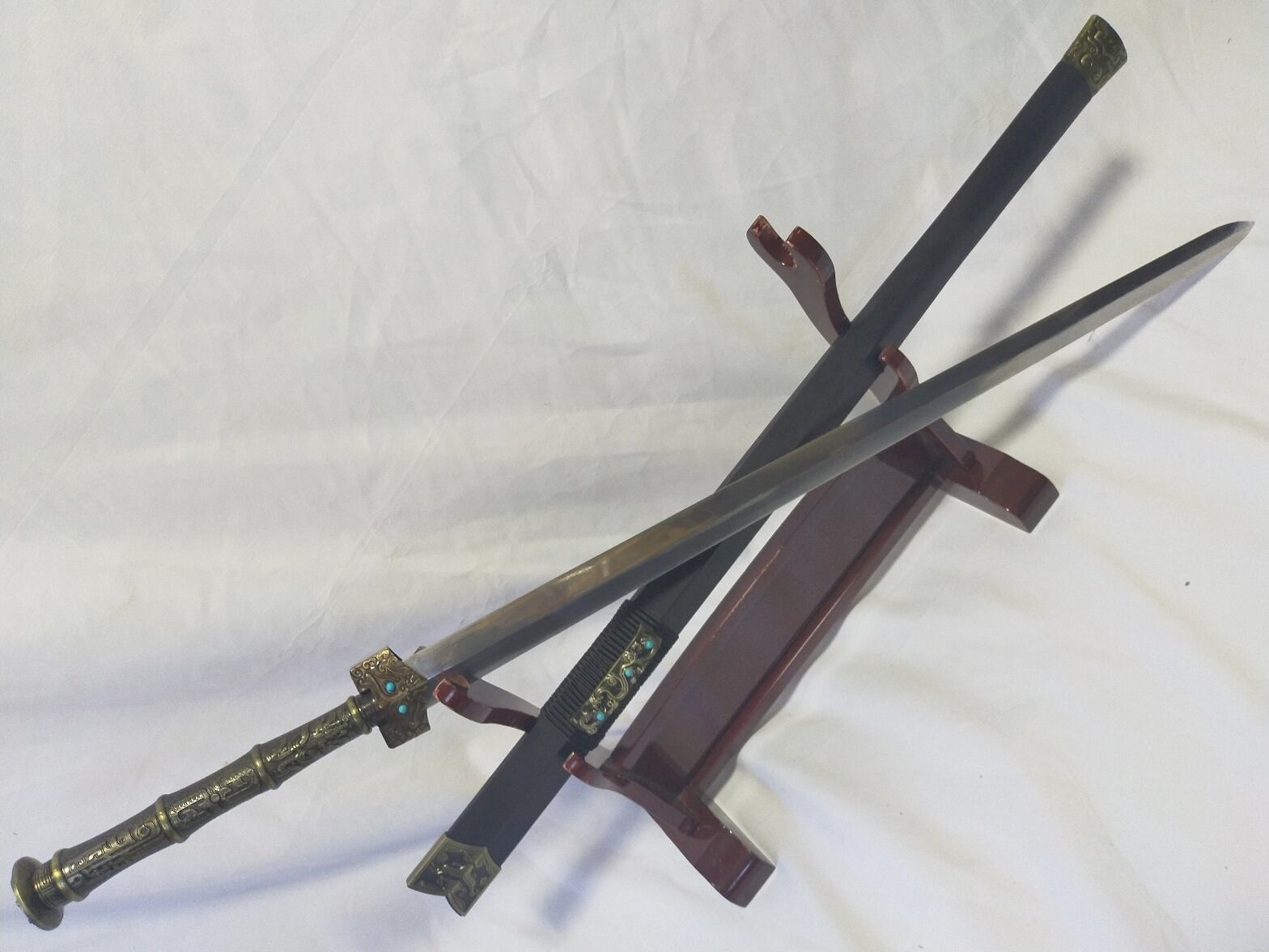 訳あり品】 龍泉 四面漢剣B 黒木目鞘 漢剣シリーズ② 軟質ステンレス 