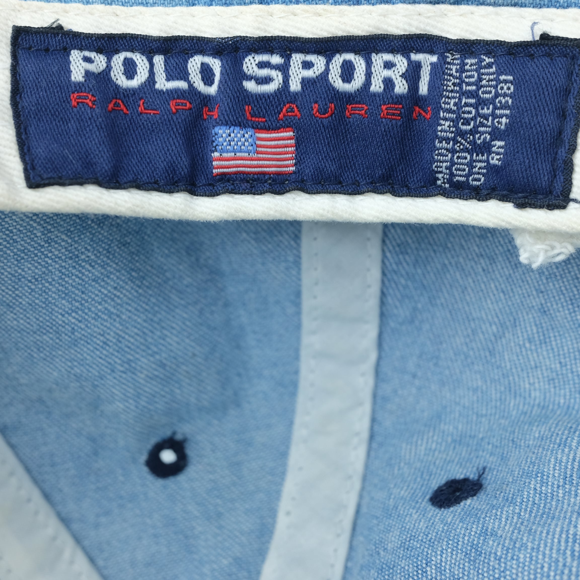 90s Polo Sport P Logo Denim Cap / Light Blue | Rosy Goods