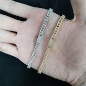 【Ice126】Iced Out Prong Chain Bracelet(5mm)