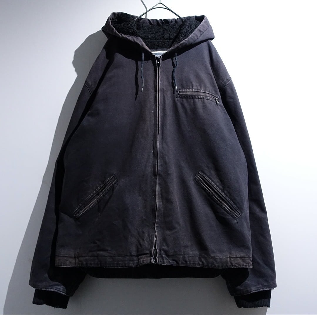 Fade Black Active Type Design Duck Hooded Jacket