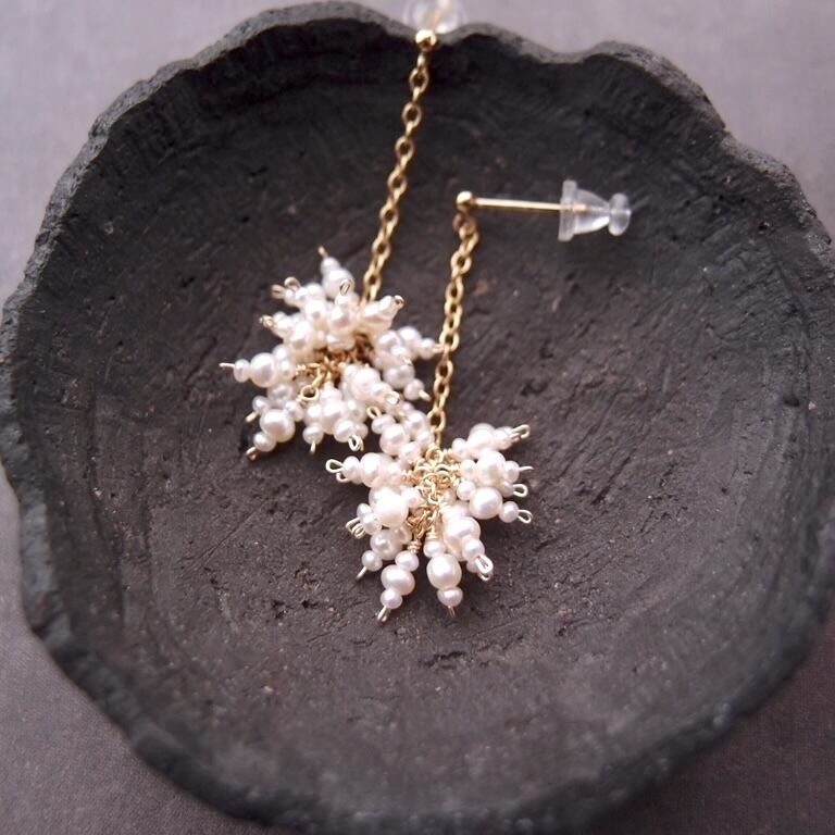 【K14gf】Seed Pearl Earrings/シードパール フリンジピアス