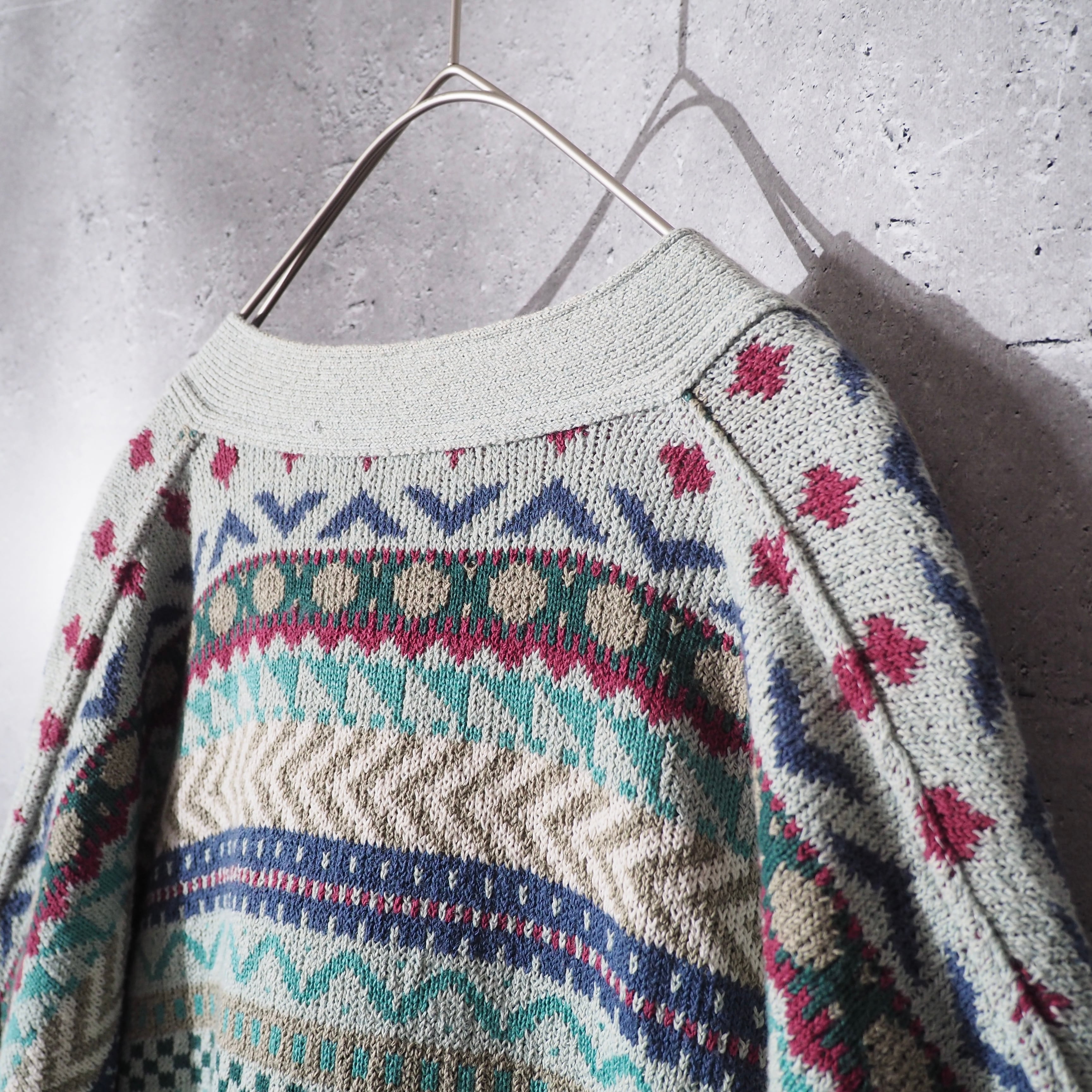 1990s " Made in Italy " Mint green Color vintage loose knit cardigan