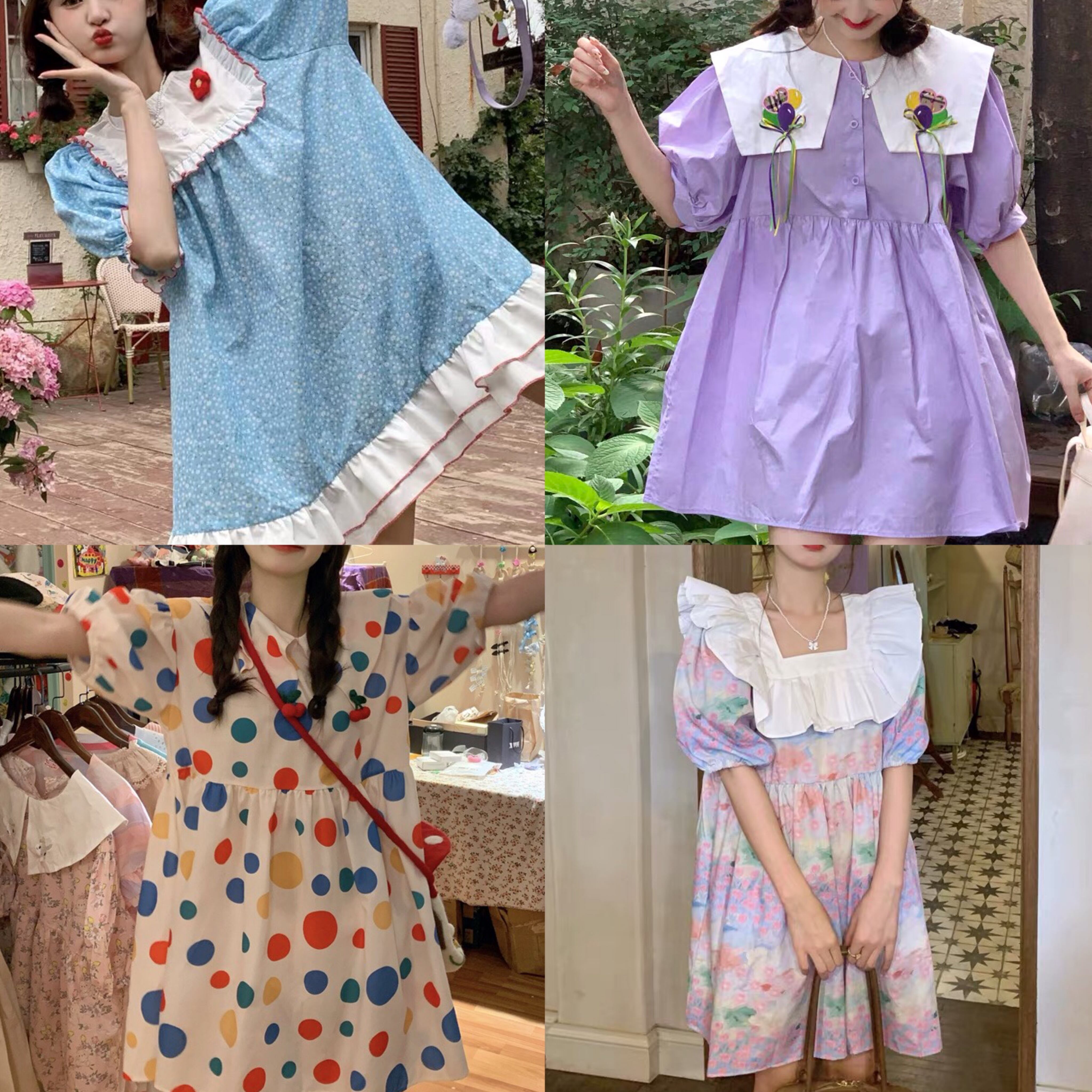 ✨️80s ヴィンテージ セーラーカラー ロングワンピース 花柄レース 水色✨️ ワンピース ワンピース お嬢様 エレガント ワンピース 古着 レトロ 花