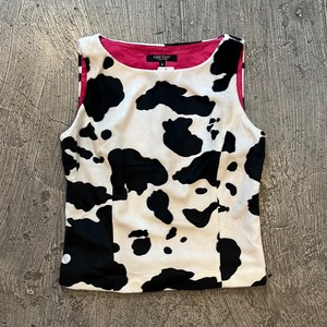 cow pattern faux fur tanktop