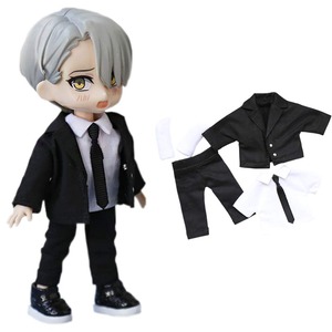 【人気】rakulifey ＯＢ11サイズ衣装 オビツ11服 スーツセット コート シャツ パンツ 靴下 オビツドール11ｃm用服 ４点セット (ブラック)