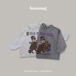 〖予約〗BANANA J ⋯ No.21 // bear T-shirt ( 80-142cm )( white / melange )