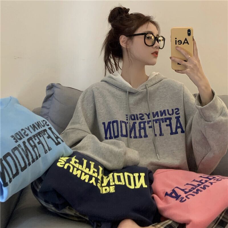 スーパーファイヤーcecルーズレタープリントフード付きセーター女性のバージョン2020年初秋新入生ルーズトップイン クレセントシティ33230132068