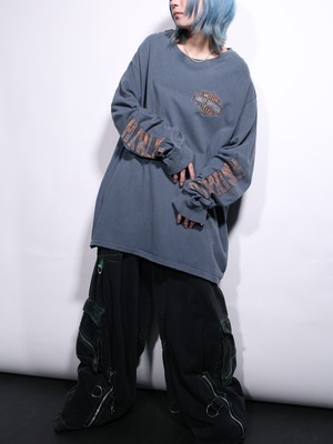 "HARKEY VIDSON" 360℃ print XXL over silhouette l/s tee