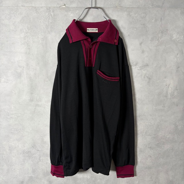 #7238 "PARIS" winered color switch wool poloshirt