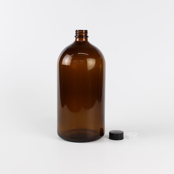 細口遮光瓶1000ml 黒キャップ・ポリ栓セット | ボトルジロー