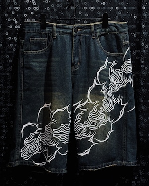 【ÆIEM】“RƎ:STANCE” Hand-Painted Reconstructed Denim shorts