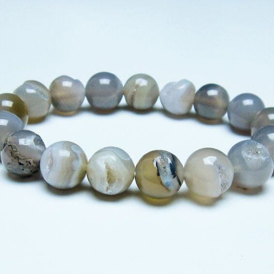 アゲート 笑口ブレスレット 12mm 一点物 メール便可 [M便 1/10] 111-39592