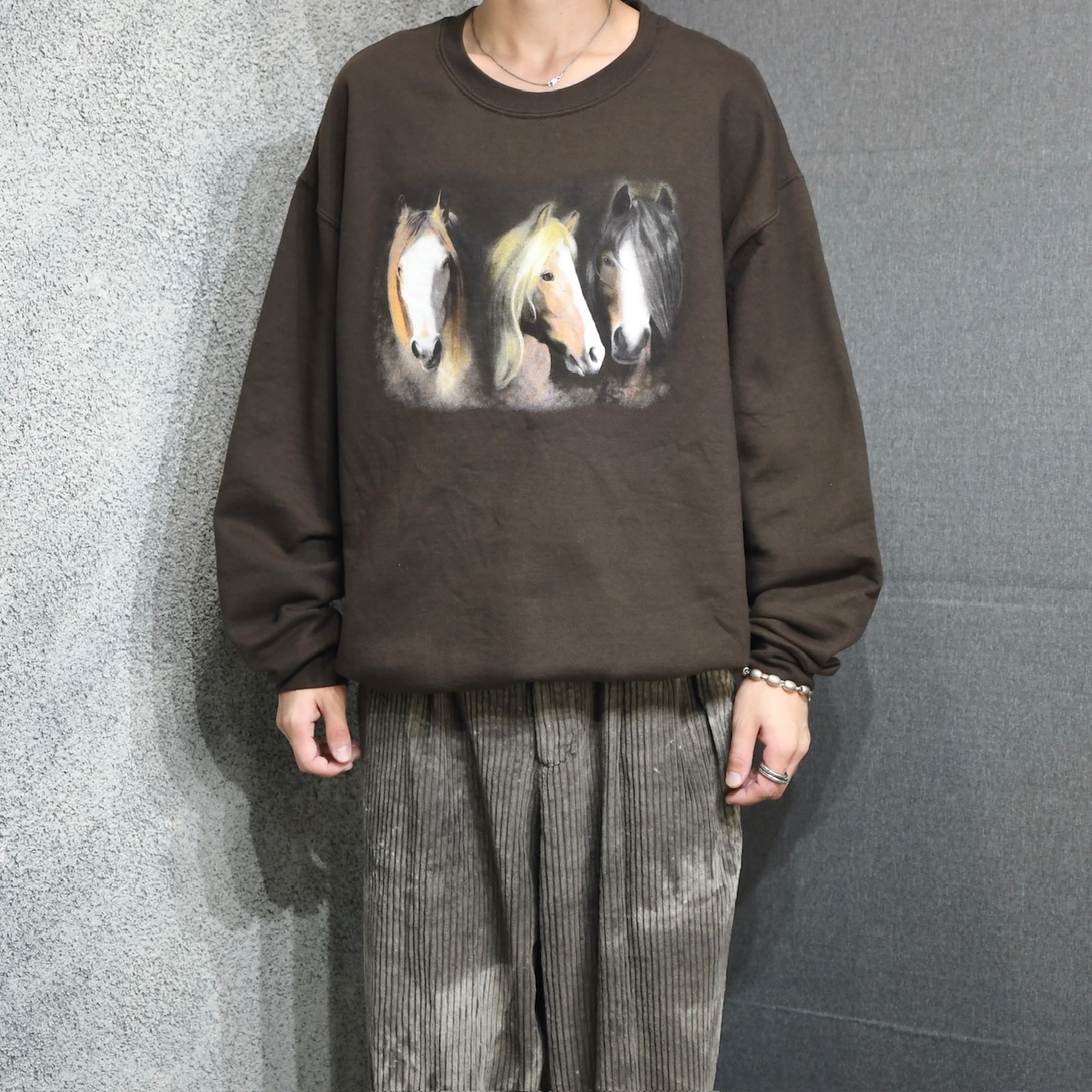 horse print sweat brown