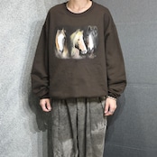 horse print sweat brown