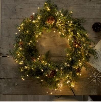 【BEDE】クリスマス リース french 50cm リモコン付電球付