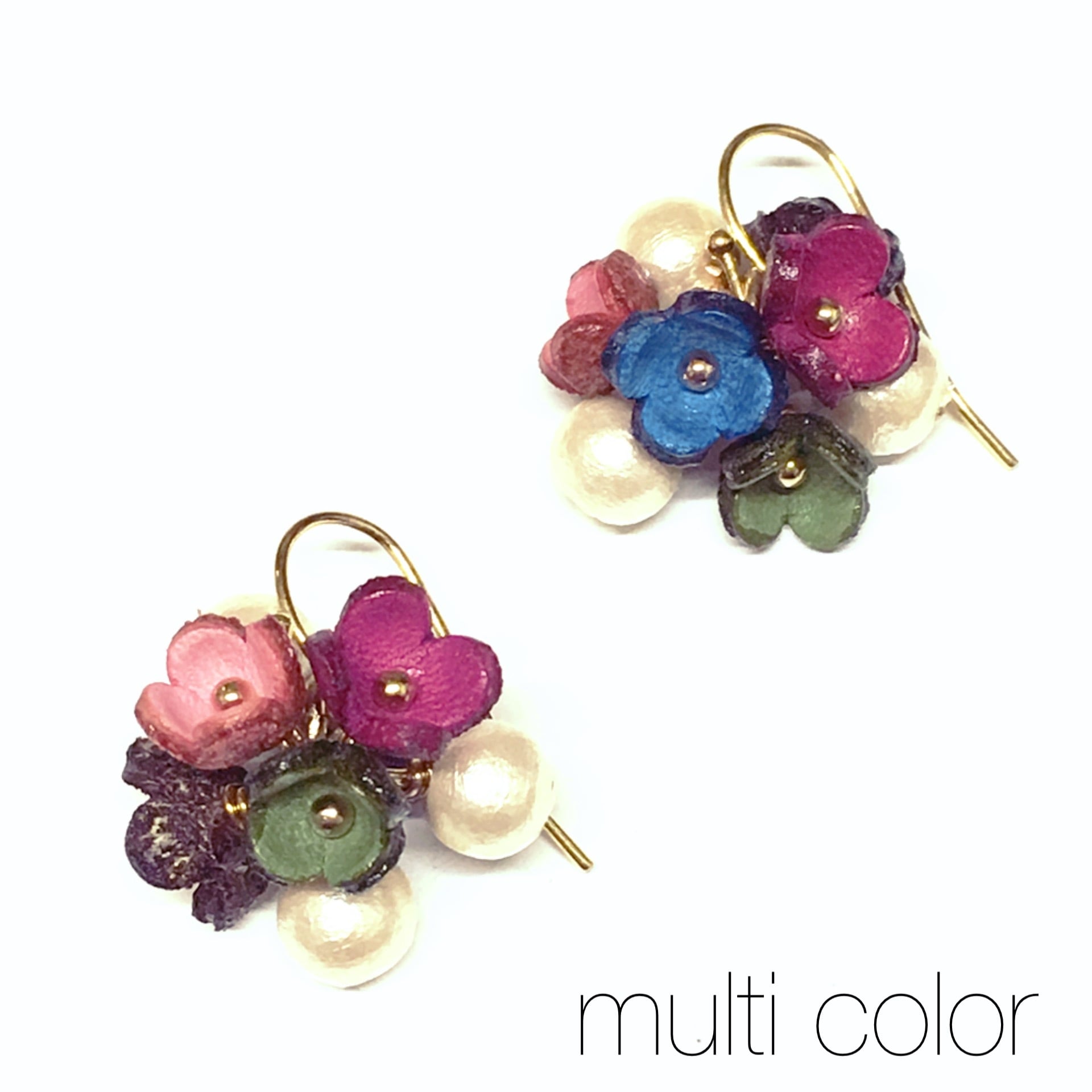 革花　カラーのハンドメイドピアス　ピンク　アレルギー対応 ab48e741611407006fff1f59a5d1b5