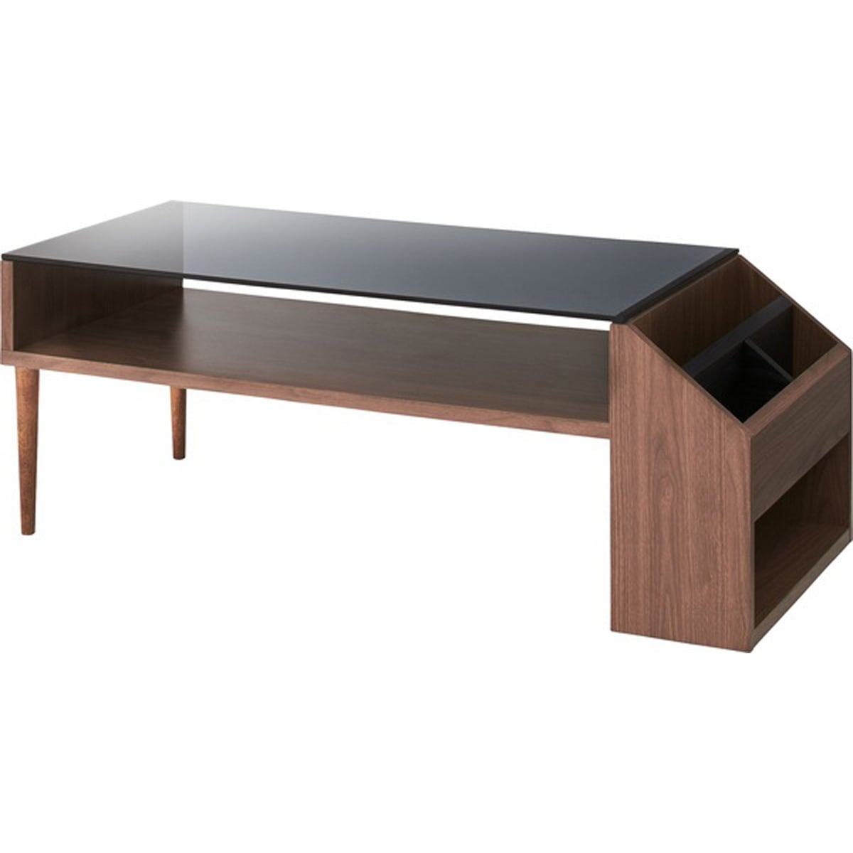 センターテーブル ALM-16WAL ウォルナット ローテーブル ガラステーブル テーブル リビング マガジンラック 机 北欧風 ノルディック インテリア おしゃれ