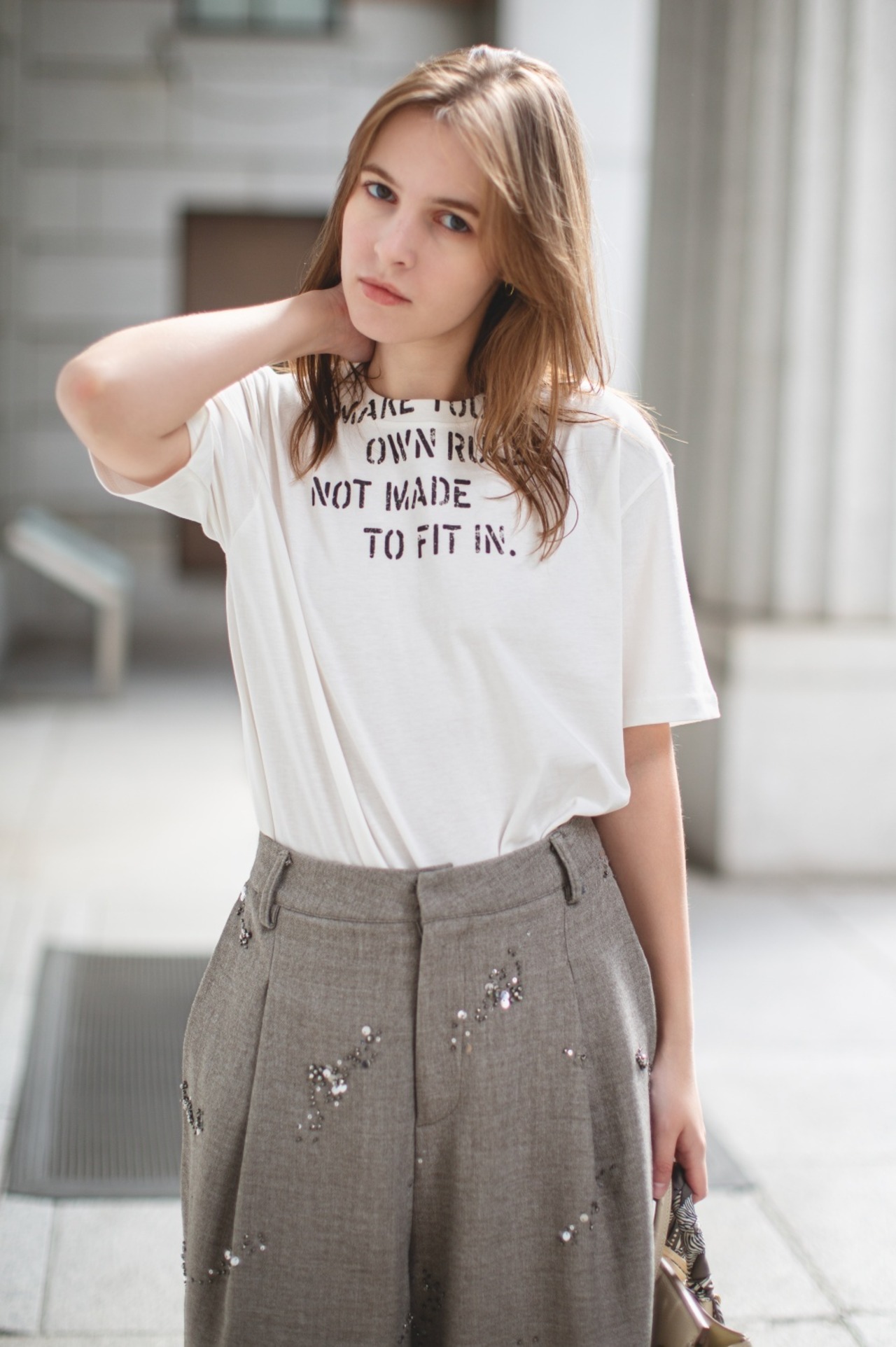 （select）ロゴTシャツ（ホワイト・グレー）