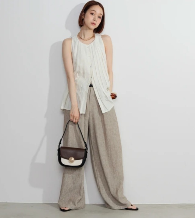 ナンバーミーTOKYO"LINEN LIKE TAC WIDE PANTS"KHAKI