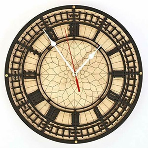 インテリア　木製クロック BIG BEN Handcrafted large wooden wall clock