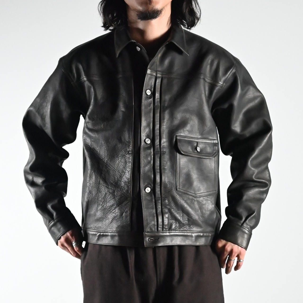 OLD JOE / PATINA HORSE-HIDE RIVETED JACKET