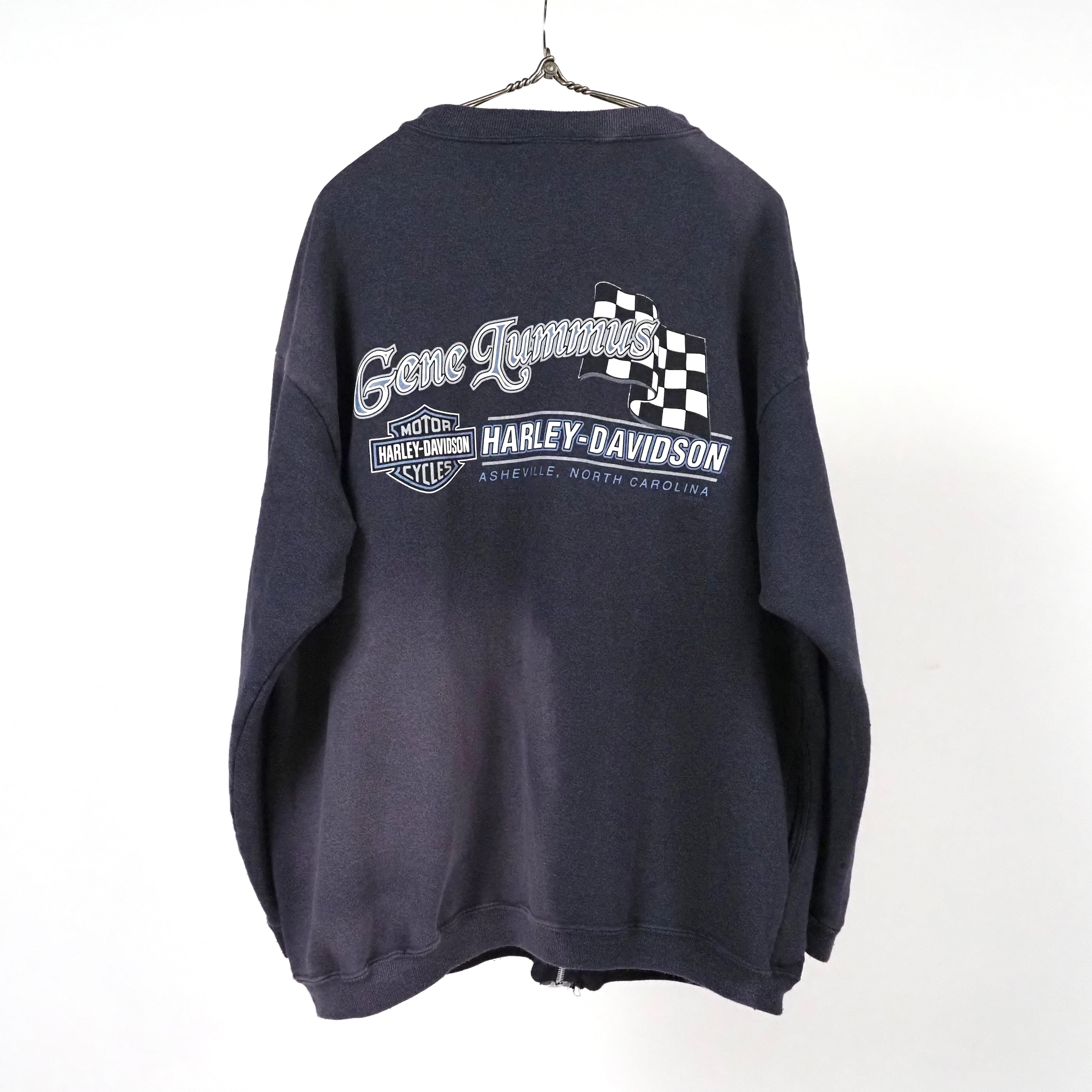 90’s Harley Davidson Zip Up Sweat XXL Navy Faded USA製 ハーレーダヴィッドソン スウェット
