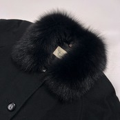 カシミヤ100% 毛皮付き ROSASE CLUB ローザスクラブ ブルーフォックス カシミア ウール コート サイズ M /ブラック/本毛皮