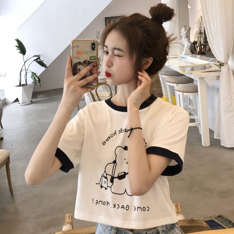 ホワイトショートTシャツ サマートップス 夏物 スーパーモール33599417951