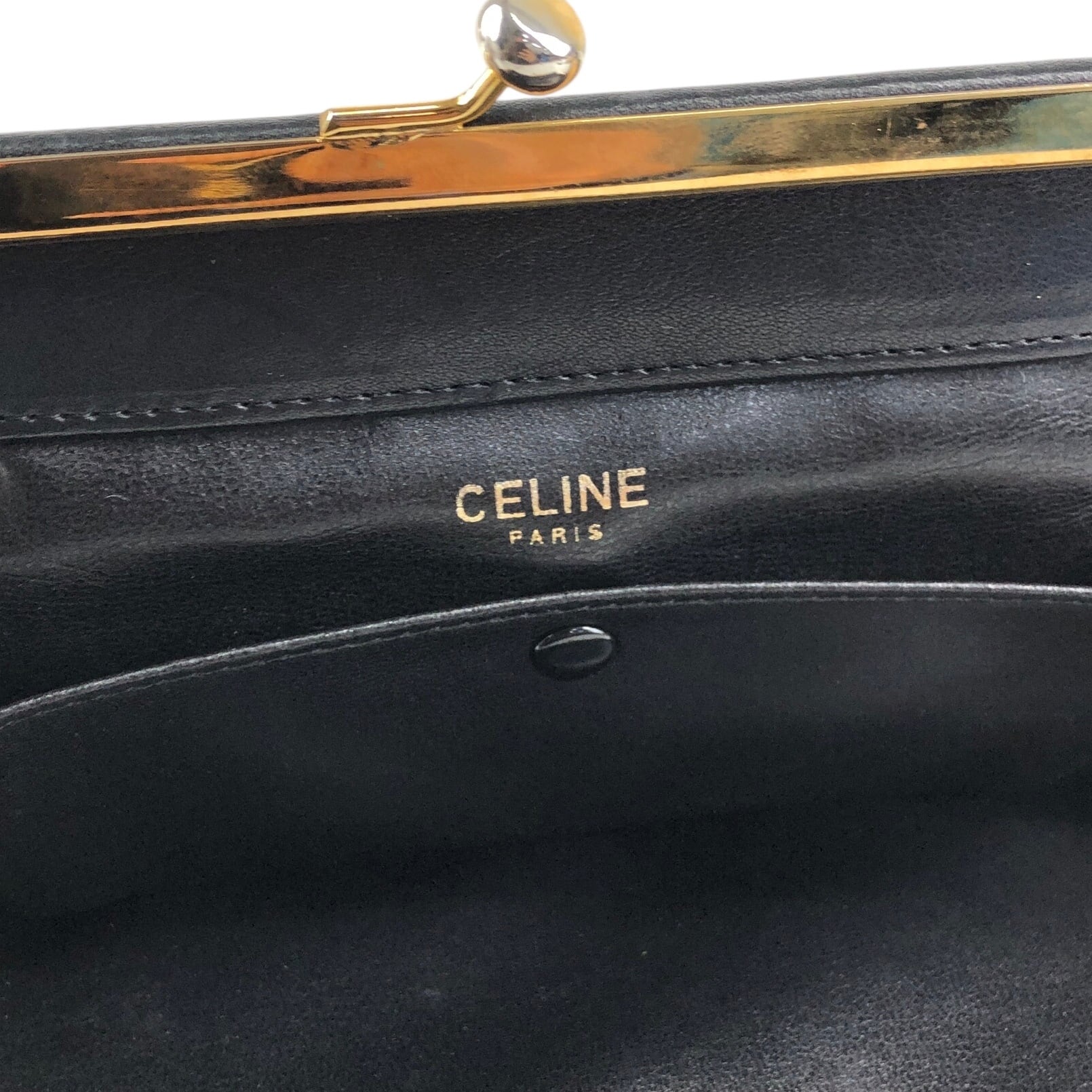 CELINE セリーヌ ショルダーバッグ ブラック ブラゾン レザー がま口