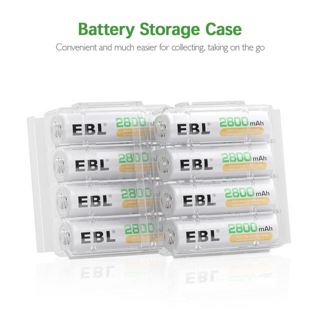EBL 単3形充電池充電器セット 8スロット充電器+単3電池（2800mAh*8）セット 単三単四ニッケル水素/ニカド充電池に対応 スロットカーバッテリ- ミニ四駆 充電器 単3電池 充電式電池・充電器パック