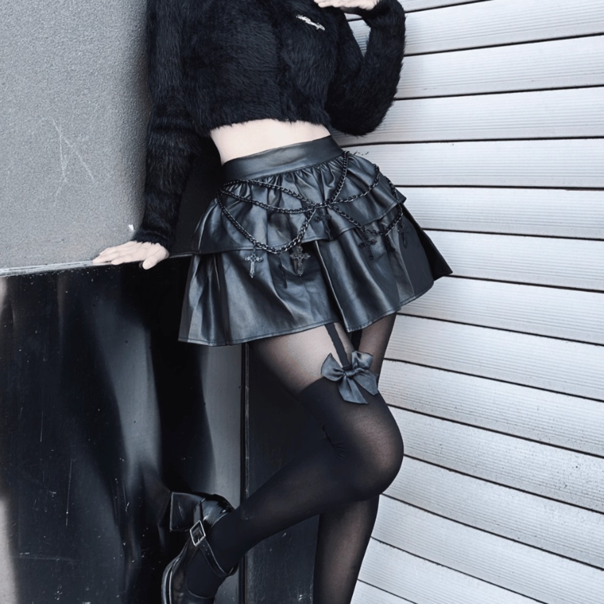 特価 Black PUTUMAYO x Vintage Japan Skirt Buckle Lolita Punk
