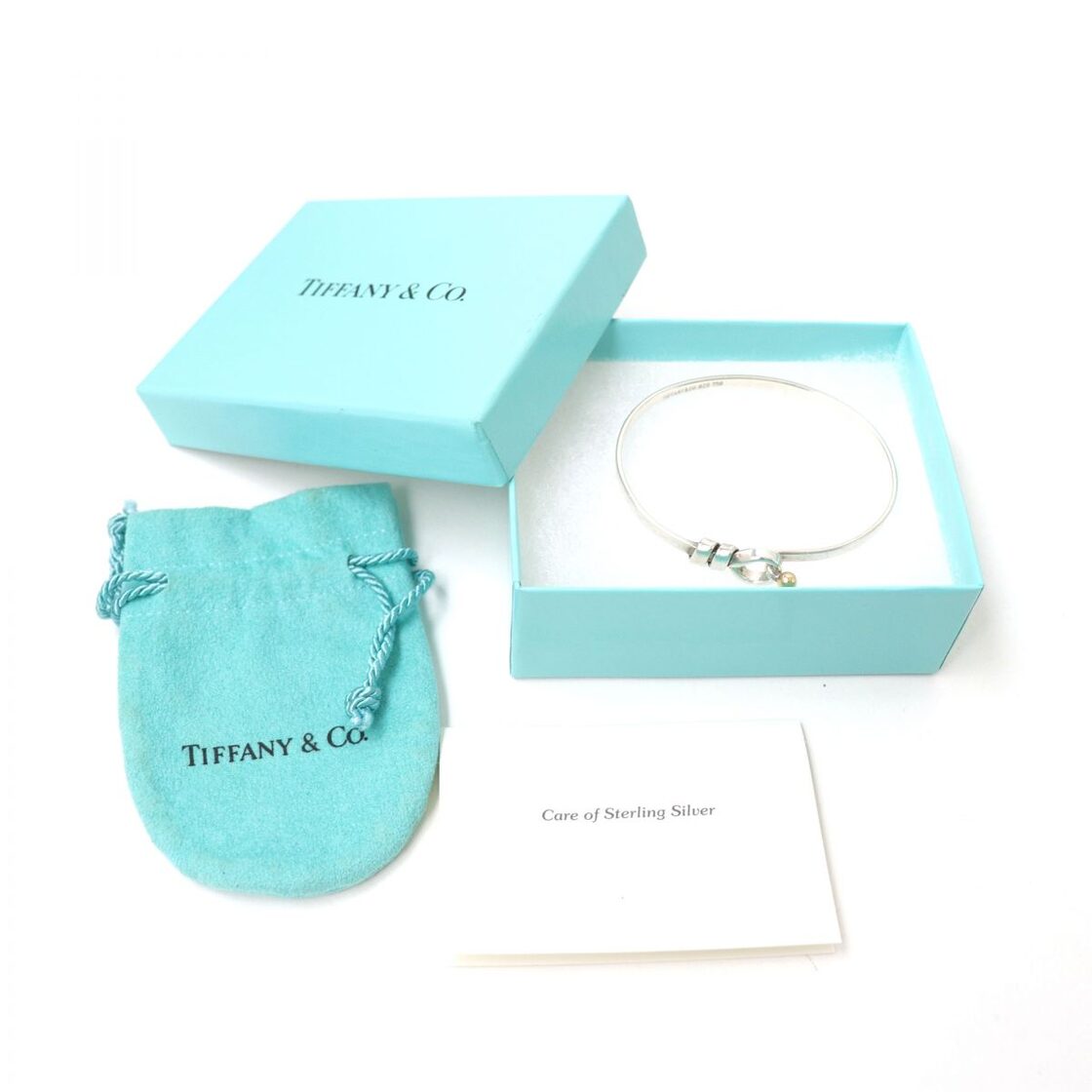 箱付 Tiffany&Co ティファニー ラブノット バングル ブレスレット 