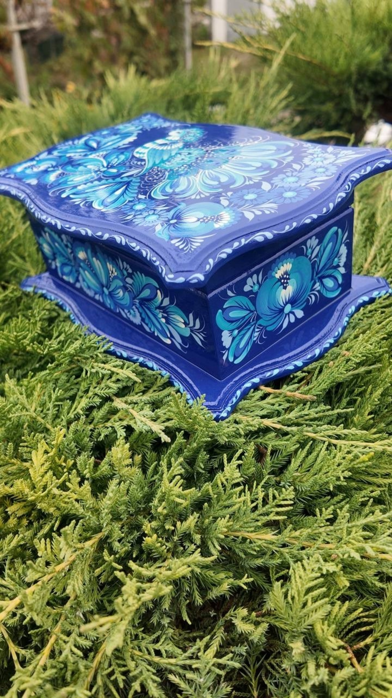 ペトリキウカ塗りのジュエリーボックス 24cm（ティモシェンコ作）ウクライナ製 - 3