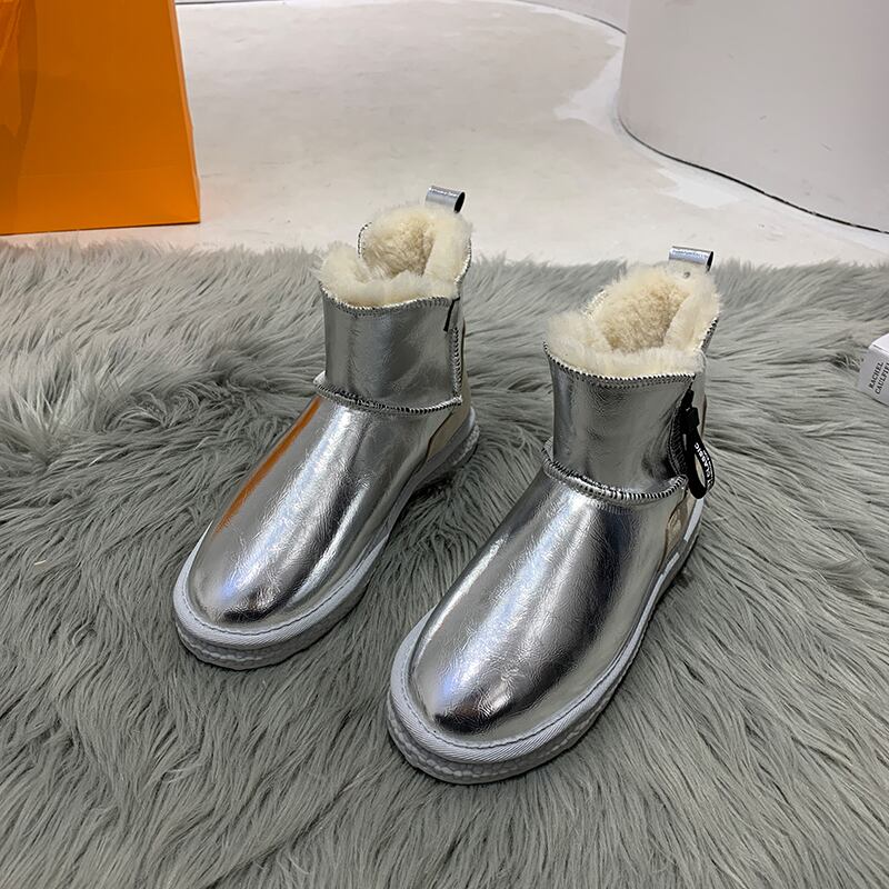 レディースウィンターレッドレザーカジュアルブーツ 靴 シューズ 冬物 フェイクシューズ78001074805