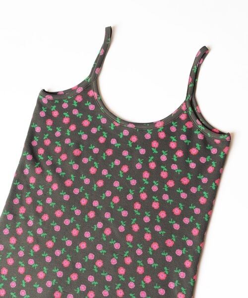 HOLIDAY】 super rib camisole (flower / charcoal） | olaf
