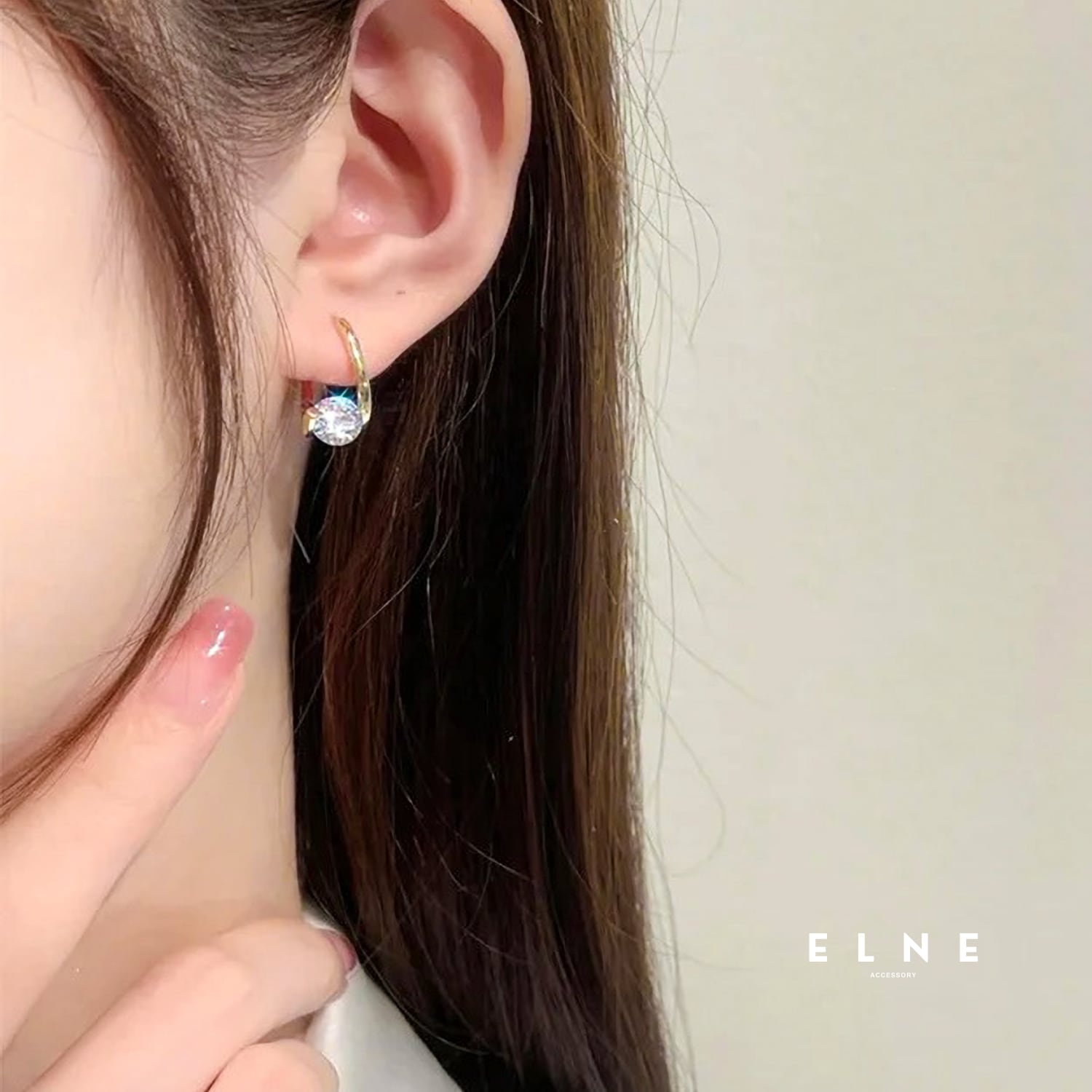 スパークルドロップフープピアス