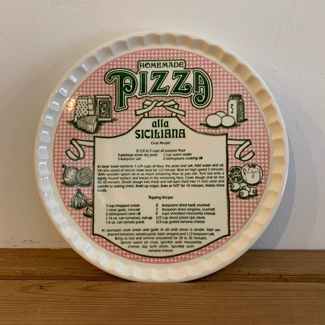 プレート ビンテージ 年代物 昭和レトロなピザプレート　OLD 超希少　当時物 値下げ　vintage Vintage China社 Royal Plate Recipe Pizza 食器