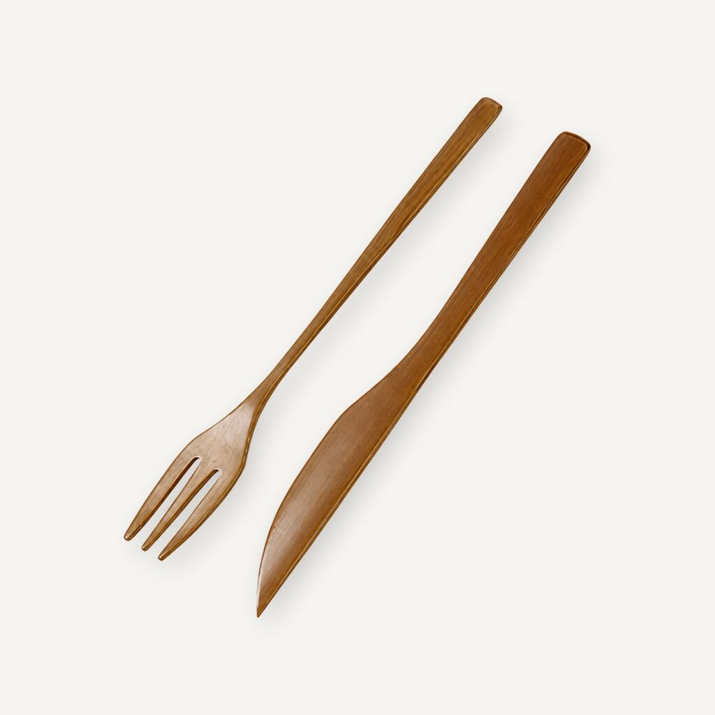 【クリックポストなら税込1,650円以上お買上げで送料無料です。受注後送料変更メールを送信します。 】竹製「炭化竹 竹フォーク 竹ナイフセット」 35-221 国産 大分産 日本製 新生活