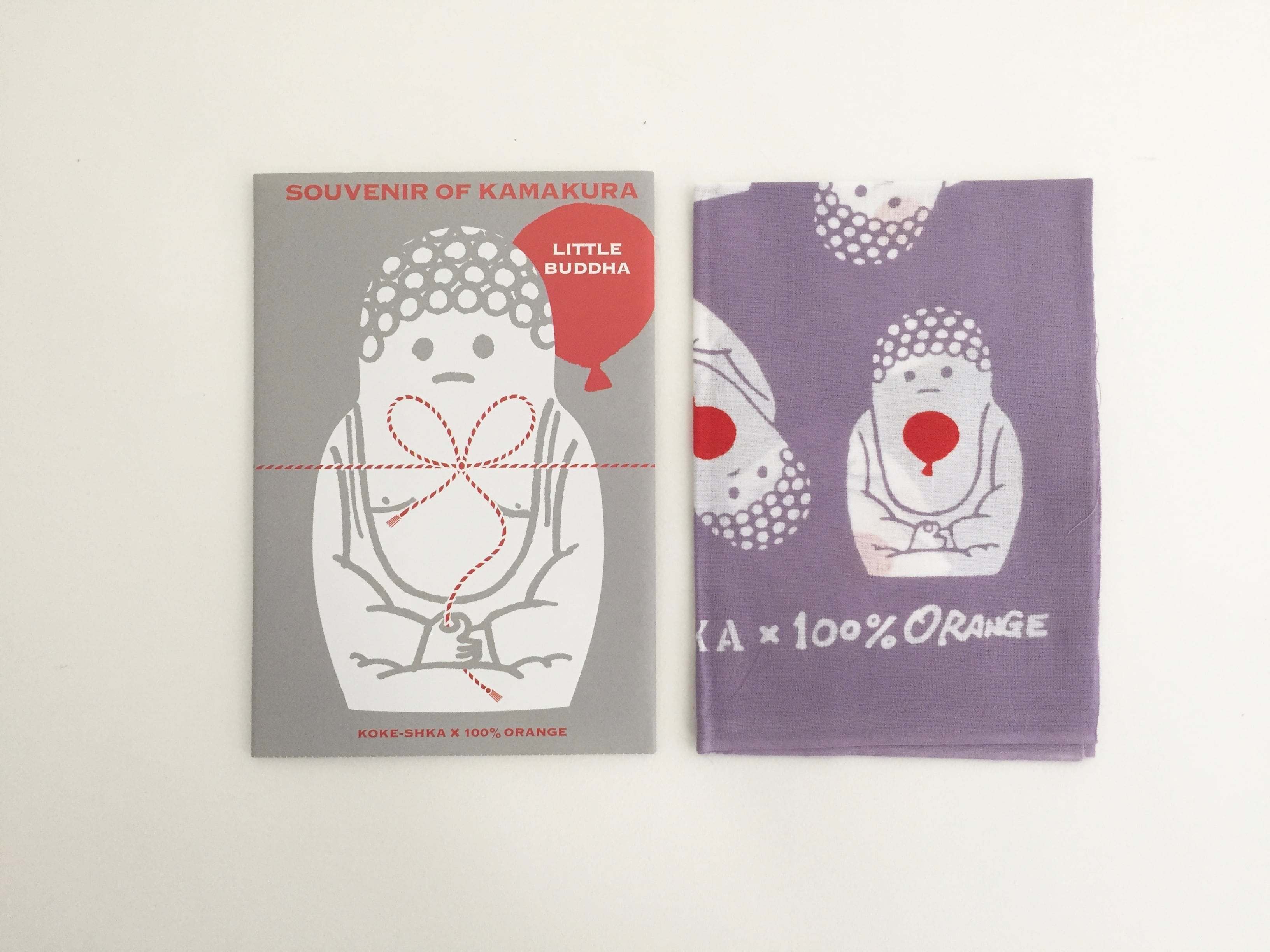 リトルブッダ手ぬぐいハンカチ（100%ORANGE × コケーシカ ）