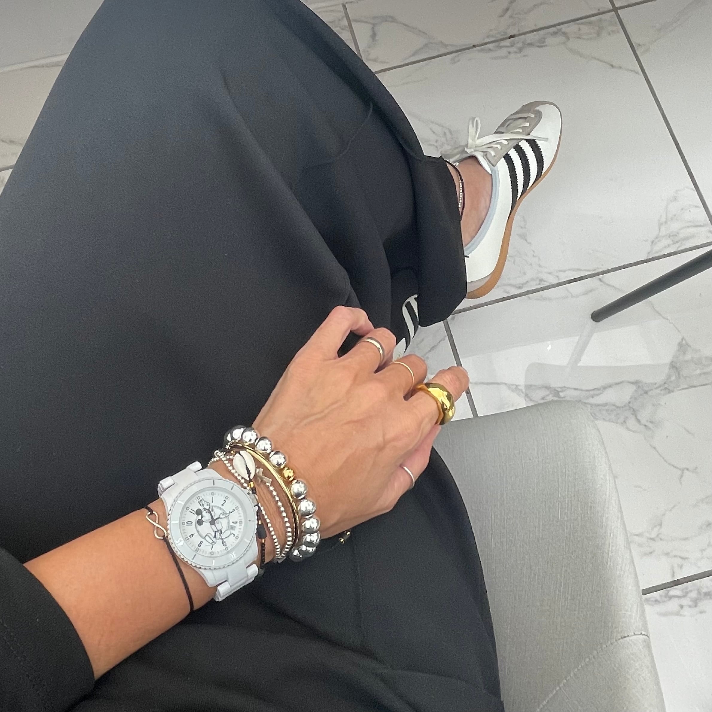 Bracelet 3set / Shell Cord x Loop Silver / Black / ブレスレット