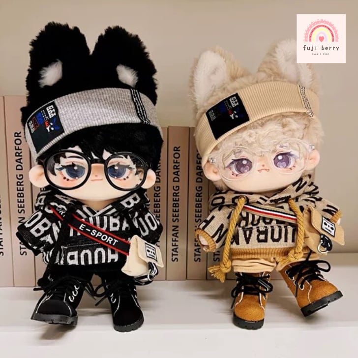 15cm・20cmぬい服】英字パーカーのカジュアルコーデ 15cm20cm 
