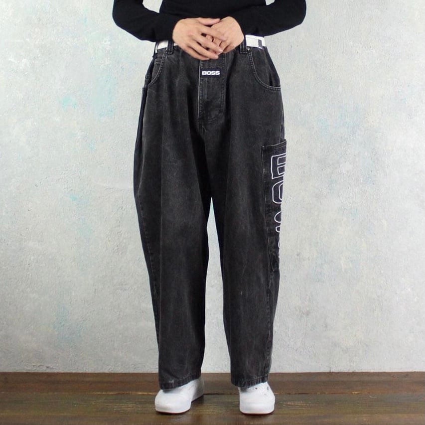 vintage BOSS スーパーワイド ブラックデニムパンツ【FF-3457】 | cv