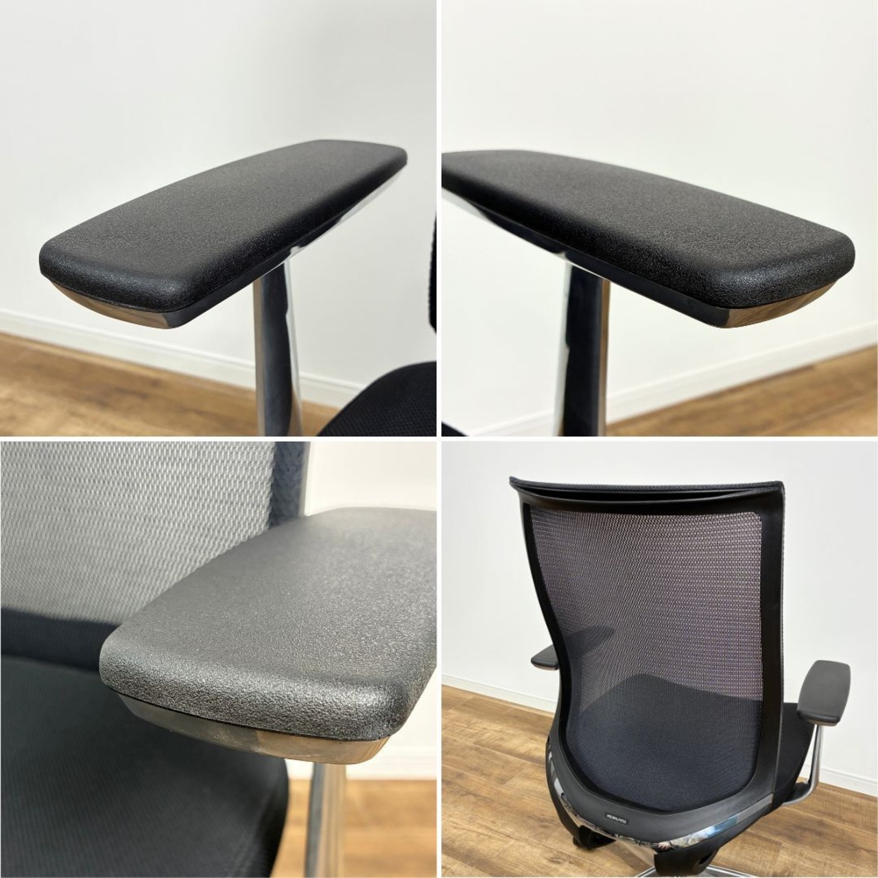 KOKUYO Bezel コクヨ ベゼル チェア ブラック アルミポリッシュタイプ アルミ肘 アルミ脚 前傾チルト リクライニング CR-A2841E6GME6-W オフィスチェア【中古】【250サイズ】