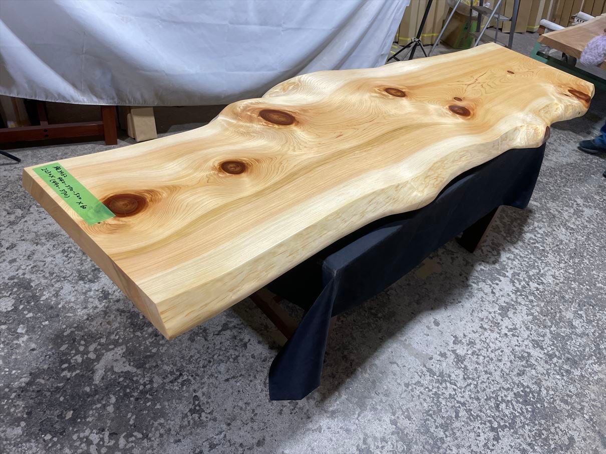 桧3962 一枚板無垢 乾燥材 2230x440-570-520x60mm ヒノキ 檜