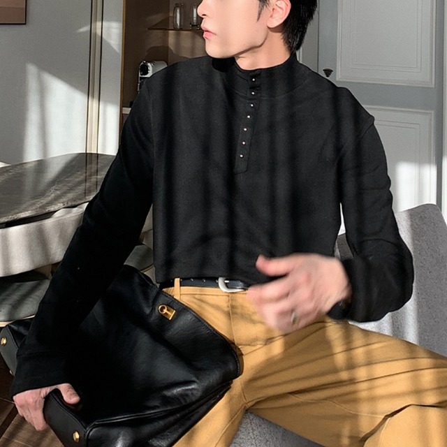 ボタン付きタートルネックカットソー C10088