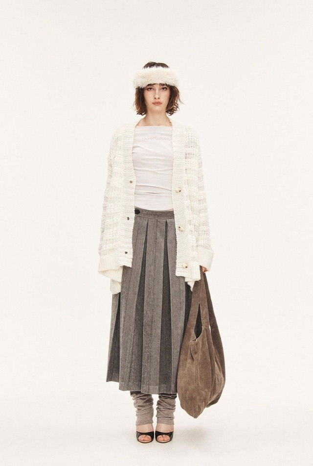 [threetimes] Classic pleats skirt (gray) 正規品 韓国ブランド 韓国通販 韓国代行 韓国ファッション スリータイムズ three times 日本 店舗