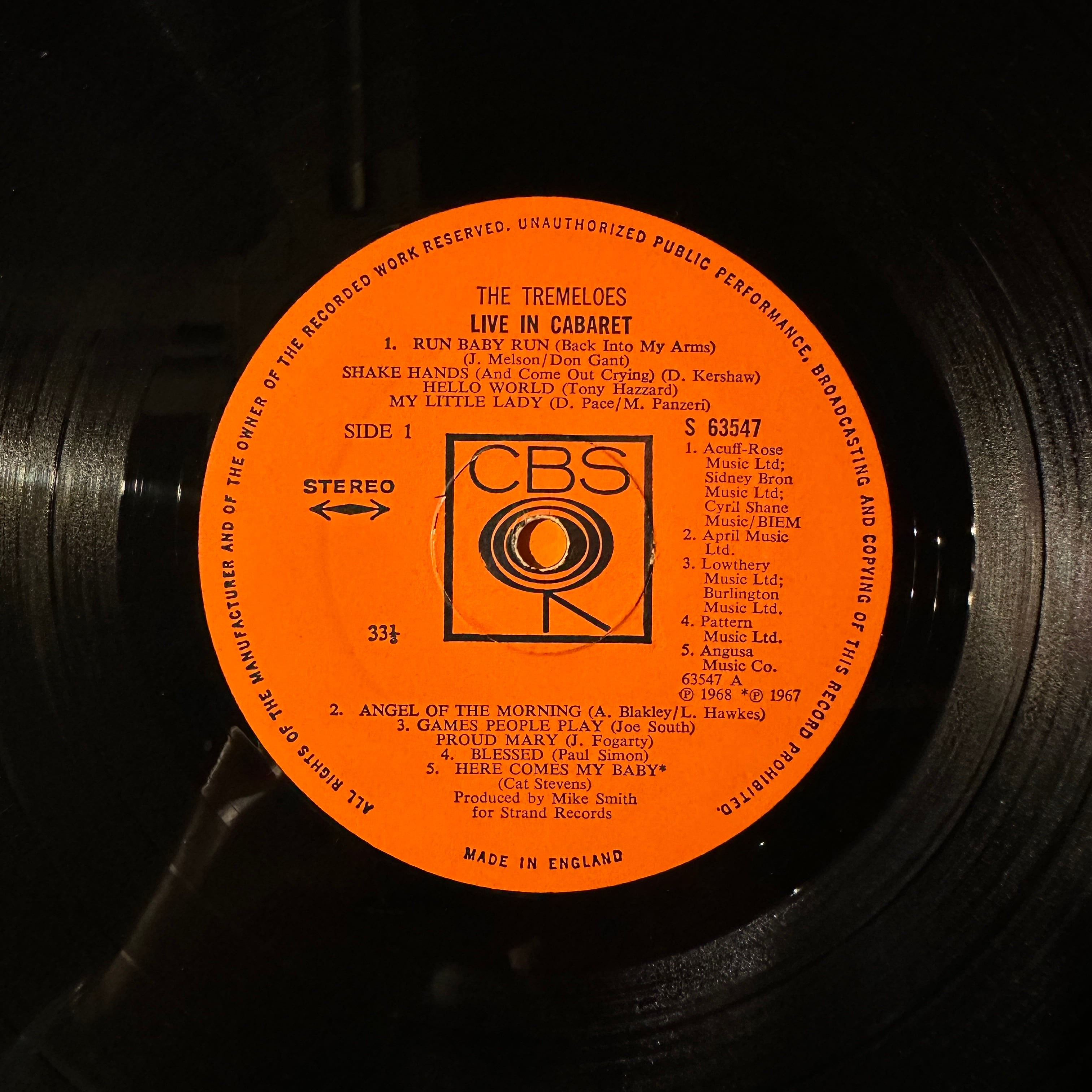 LP】TREMELOES/Live In Cabaret | SORC 中古アナログレコード専門店