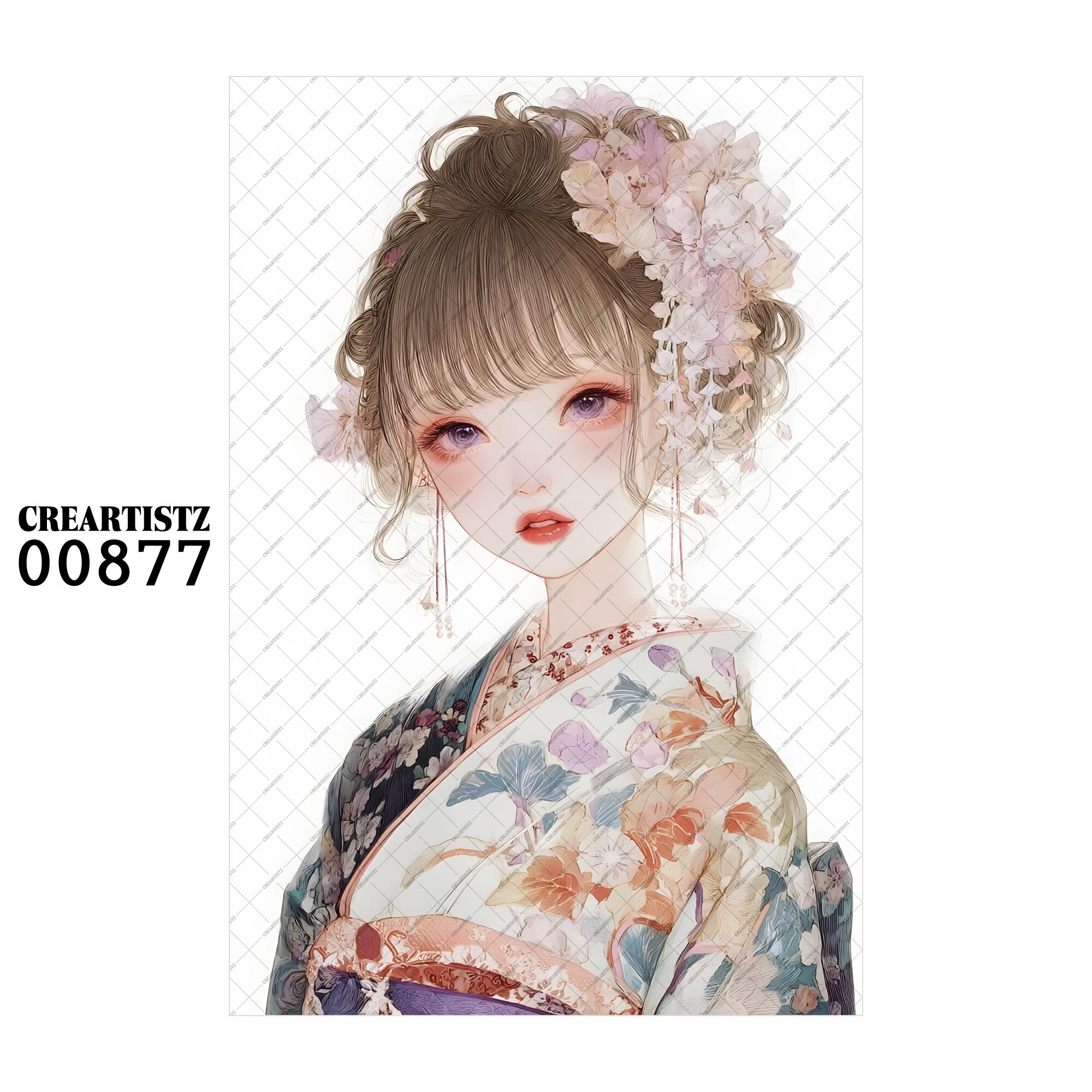 00877 ガール キュート オリジナル ペーパー/ステッカー 4枚セット CREARTISTZ