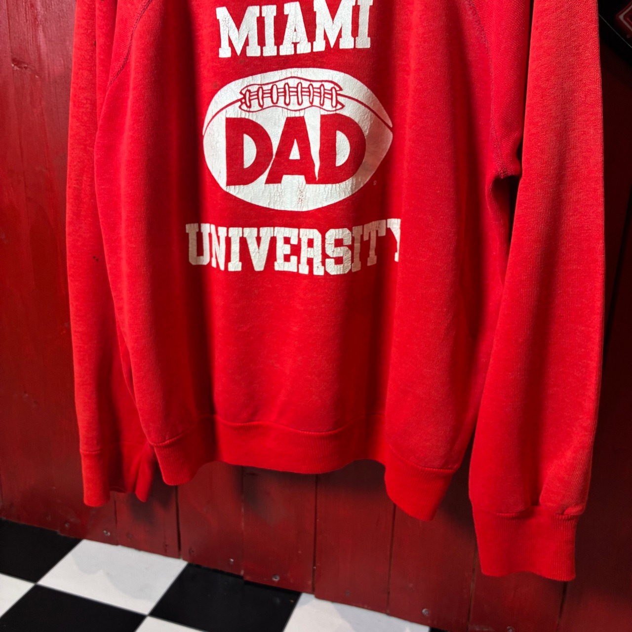 90s USA製 MIAMI DAD UNIVERSITY ラグランスウェット 赤 ビンテージカレッジ