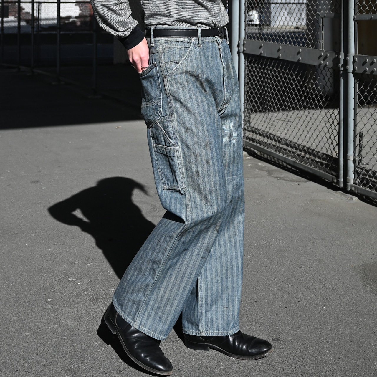 BOWWOW(バウワウ) AIRBORNE加工スウェット、40〜50年代ワークパンツコーディネート